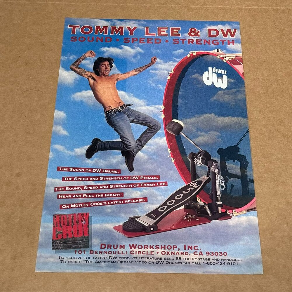 Tommy Lee of Motley Crue - DW PEDALS - 1994 Print Advertisement